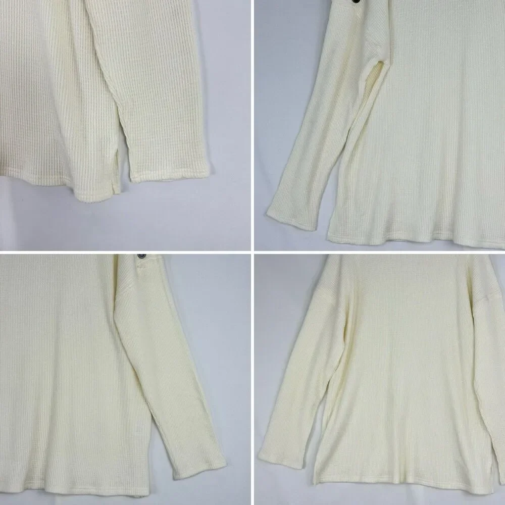 Ninety Clothing Co XL Ivory Knit Sweater Relaxed With Button Accents